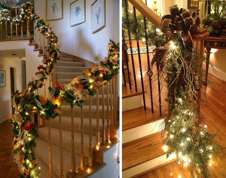 How to decorate the stairs for the holiday
