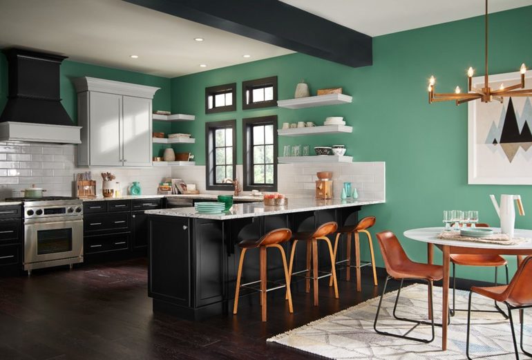 Emerald color in the kitchen