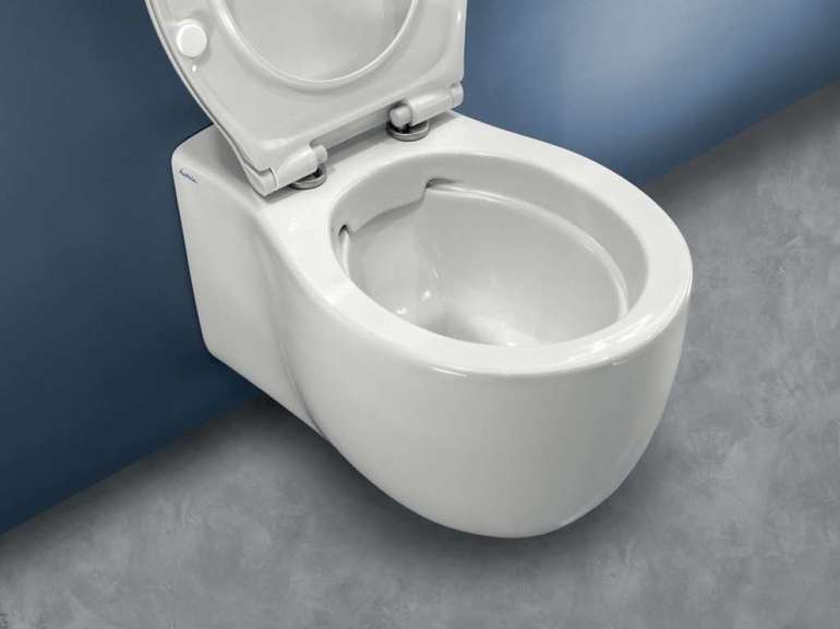 Floor-mounted rimless toilets