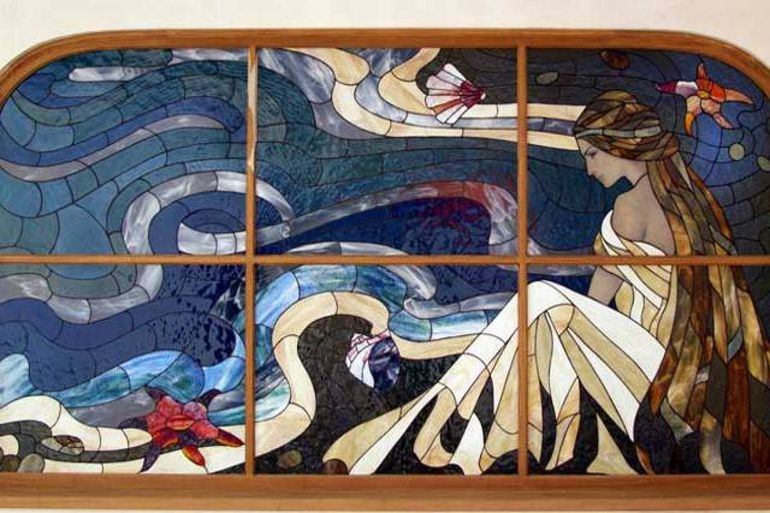 Ancient greek style stained glass